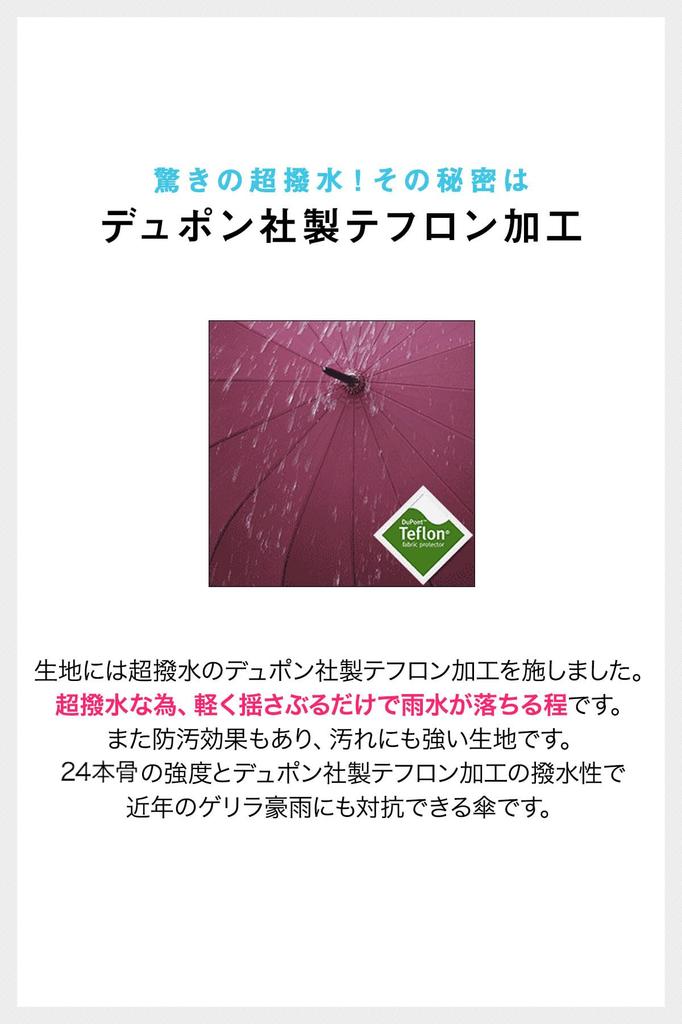 Ombrage Long Rain 24 Teflon Super Strong Wind Rainy Sudden Evening Durable Ottostyle.jp Umbrella, Umbrella, Ribs, High-Strength Fiberglass, Coating,