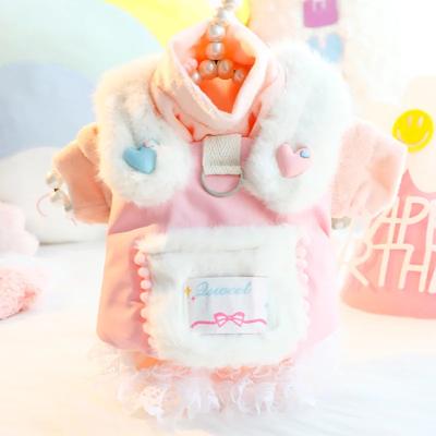 Hund Herbst/Winter Plüsch Top Katze Prinzessin Pullable Strap Rock Bottom Mantel Einteiler Mantel Kleine Hunde Teddy Haustier Hund Jacke