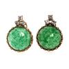 Vintage Vintage Classic Inlaid Green Natural Stone Oval Earrings Versatile Do Old Women'S Stud Earrings Silver Needle