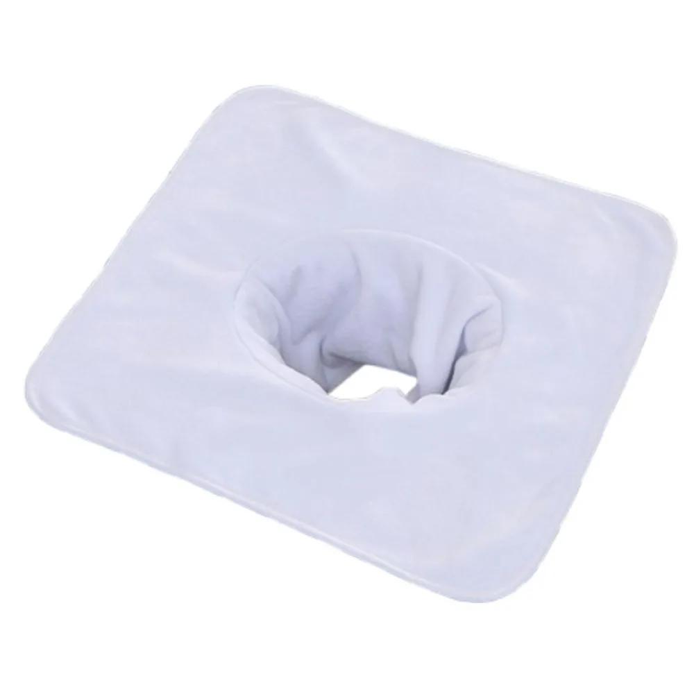 Serviette Visage Massage Épaisse Respirante Douce Serviette Salon de Beauté avec Trou Couleur Unie Coussinets Repose-Tête pour Salons de Beauté