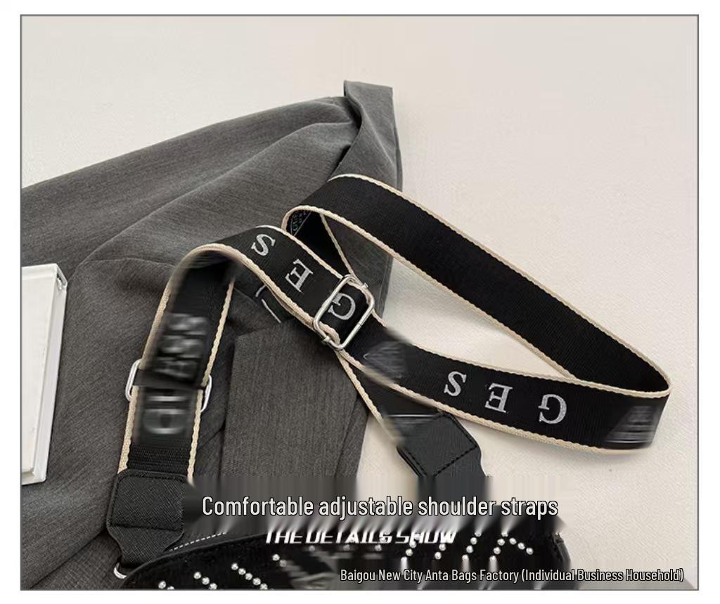 Chao Torba z szerokim paskiem z dżetami: Damska codzienna modna torba na ramię i crossbody