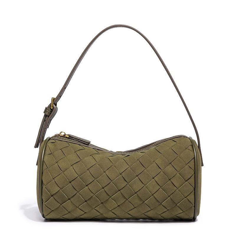 Autumn And Winter Frosted Leather Cylinder Woven Bag Fashion Trend Shoulder Underarm Bag Hand Carry Diagonal Cross Pillow Bag
