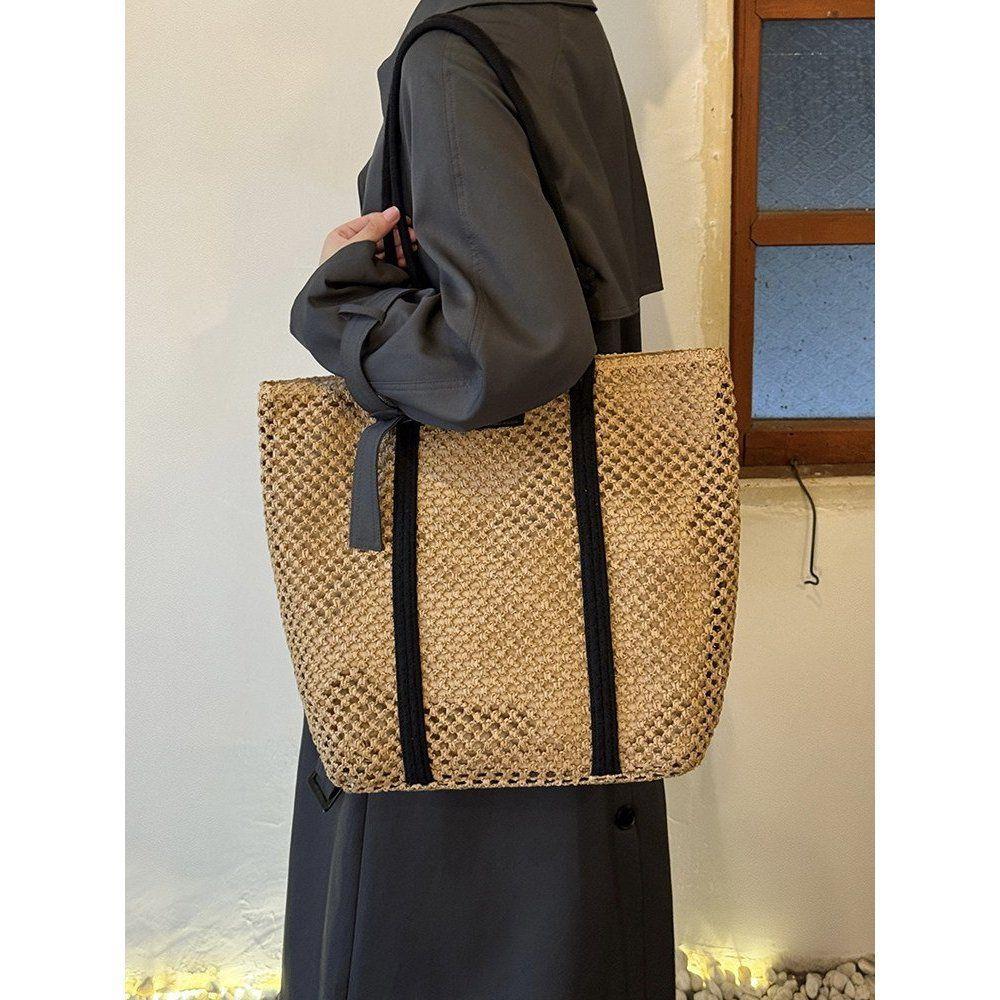 

Small-scale Retro Large-capacity Vacation Tote Bag, Simple Commuter Shoulder Bag хакі
