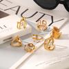 Colorfast European & American Baroque Zirconium Stainless Steel Women's Open Geometric Titanium Ring