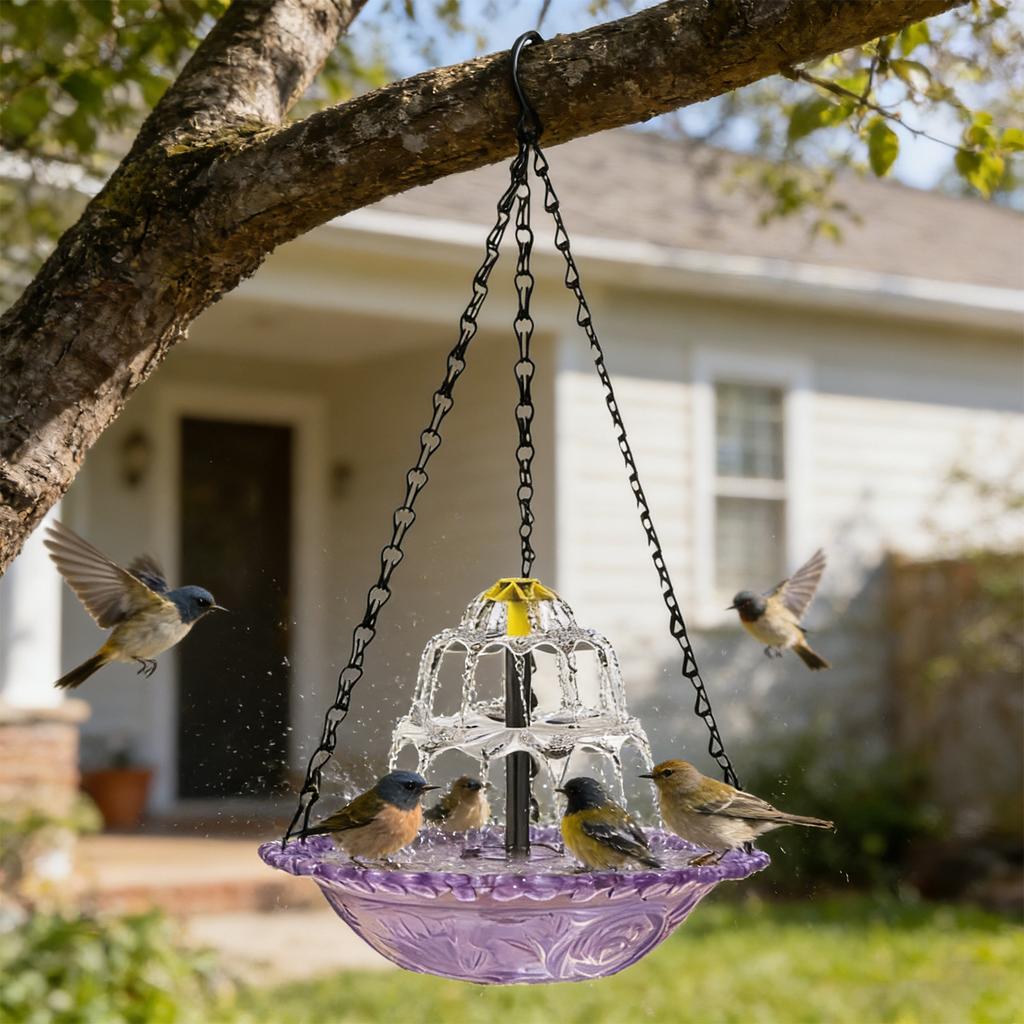 Outdoor Hanging Bird Bath with Solar Fountain Solar Cascade Hanging Bird Bath Fountain for Outdoor Garden Backyard Patio Lawn
