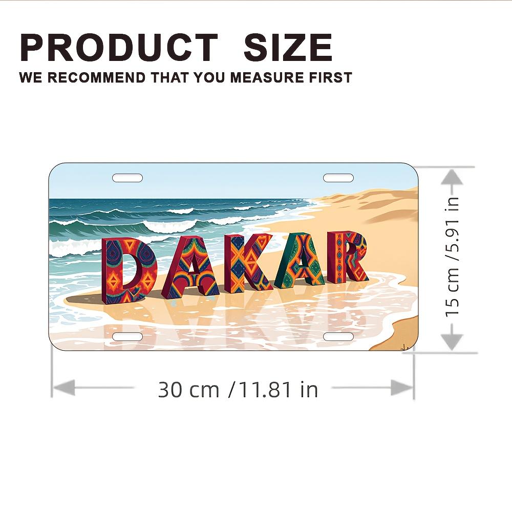 

D Flat pc Vintage Dakar Beach Metal Wall Art Sign x Inch (xcm) Rustic Aluminum Coastal Decor with Vibrant Dakar Lett 15x30cm(5.9x7.8inch)