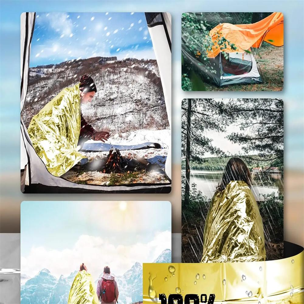 1-3Pcs Emergency Blanket Outdoor Survival First Aid Kit Windproof Insulation Lifesaving Pet Foil Thermal Military Rescue Blanket