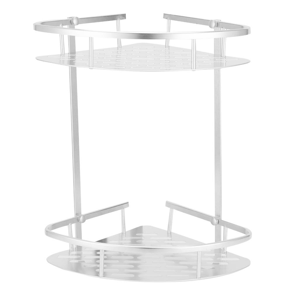 Two Layer Corner Shower Shelf Silver Bathroom Corner Shelf  Bathroom Kitchen Shower