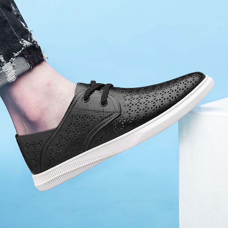 Fashion New Men's Quality Leather Shoes Driving Shoes Men Shoes Genuine Leather Mesh Summer Breathable Man British Style Soft Sole Shoes