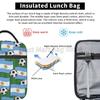 Argentina Flag Soccer Print Insulated Lunch Bag Waterproof Thermal Lunch Box Reusable Portable Cooler Bento Tote Bag for Picnic