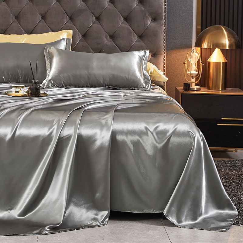 Flat Sheets Ice Silk Solid Skin-friendly Rayon Satin Modern Bedsheets Protective Universal Breathable Household Dormitory Bed