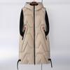 Women's Autumn and Winter Long Warm Vest Puffy Zipper Warm Vest Hooded Lined Padded Cotton Vests