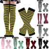 Y2K Women Girls Over Knee Long Stripe Printed Thigh High Cotton Socks Arm Sleeve Gloves 1 Set Overknee Socks Long Gloves 2024