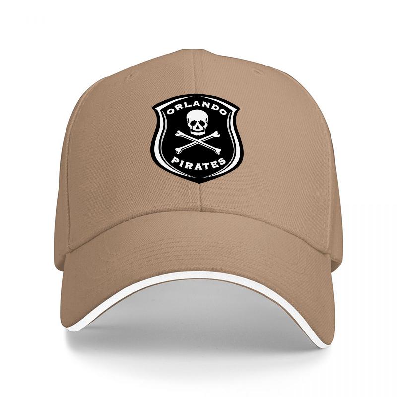 Orlando Pirates Totenkopf und gekreuzte Knochen Baseballkappe Schwarz mit Weißem Rand Logo-Design Verstellbare Passform für Erwachsene