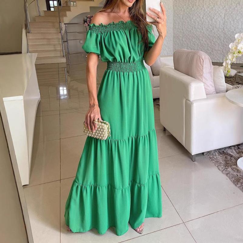 GMXIA Women's Dresses One Shoulder Spring Short Sleeve Long Dresses