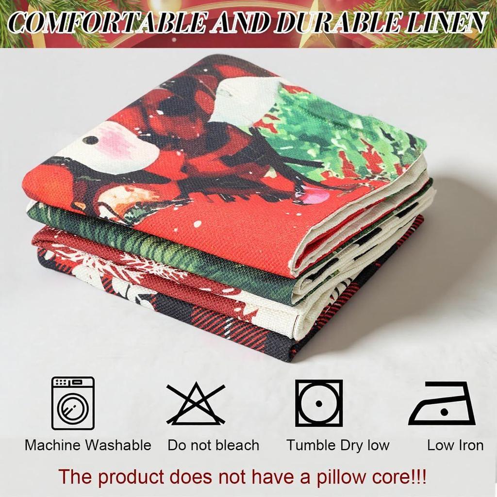 Christmas Pillow Covers 45x45cm, Festive Square Pillow Covers for Home Decor, Classic Retro Rustic Christmas