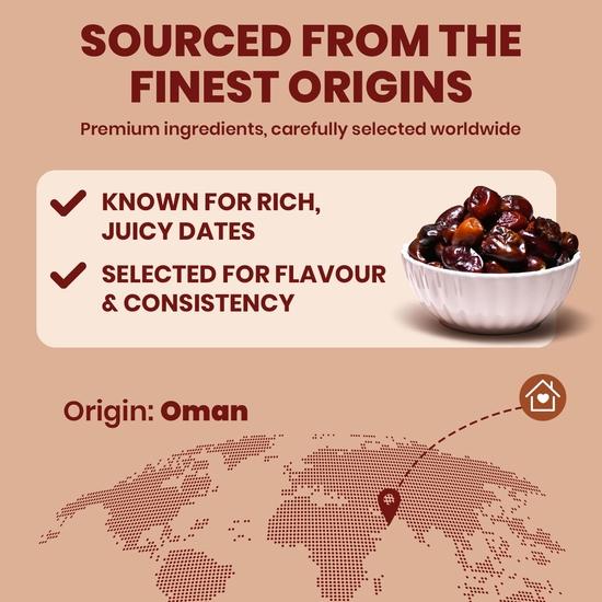 Nutty Gritties Premium Dates - Omani - 500g, Value Pack| Khajoor Or Khajur Dry Fruit | Rich in Protein & Vitamins | Natural Sweetner, Fresh