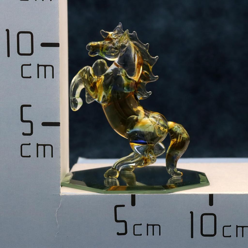 Glass Square Good Luck Charm: A Running Glass Horse - A Symbol of Energy That Enhances Vitality, Action, and Success (Small) Standing - Three Colors -