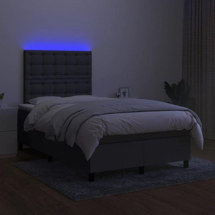 Maison Exclusive - Sommier à lattes de lit matelas LED gris foncé 120x190 cm tissu