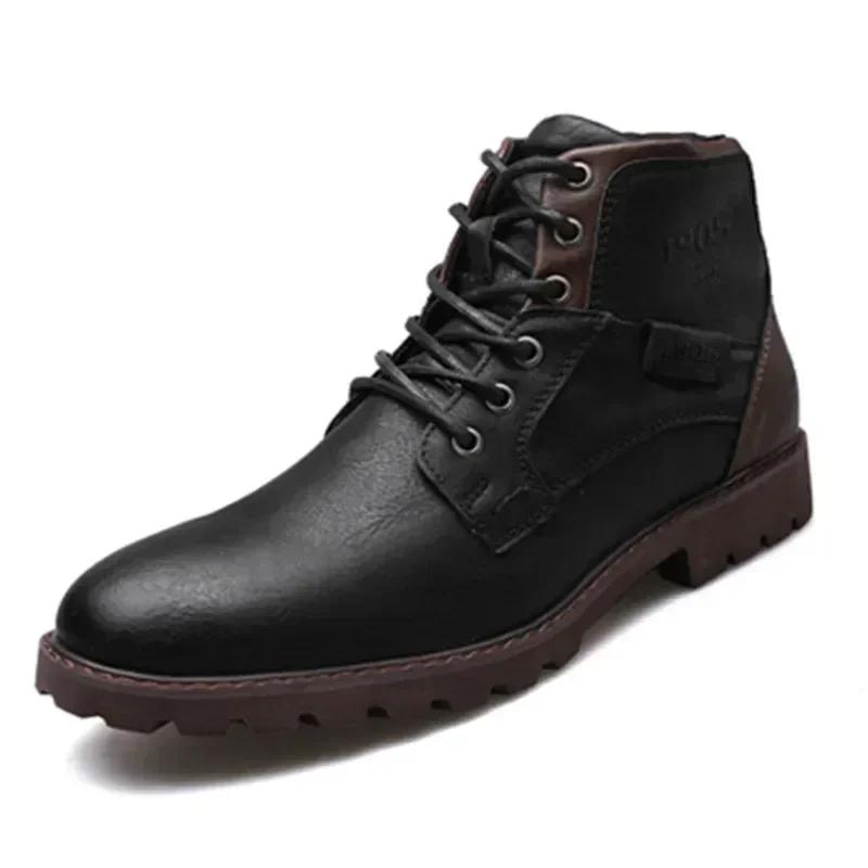 Men Boots Autumn Winter Male Booties Outdoor Vintage Brown Boots Ankle Work Boots Beef Tendon Bottom
