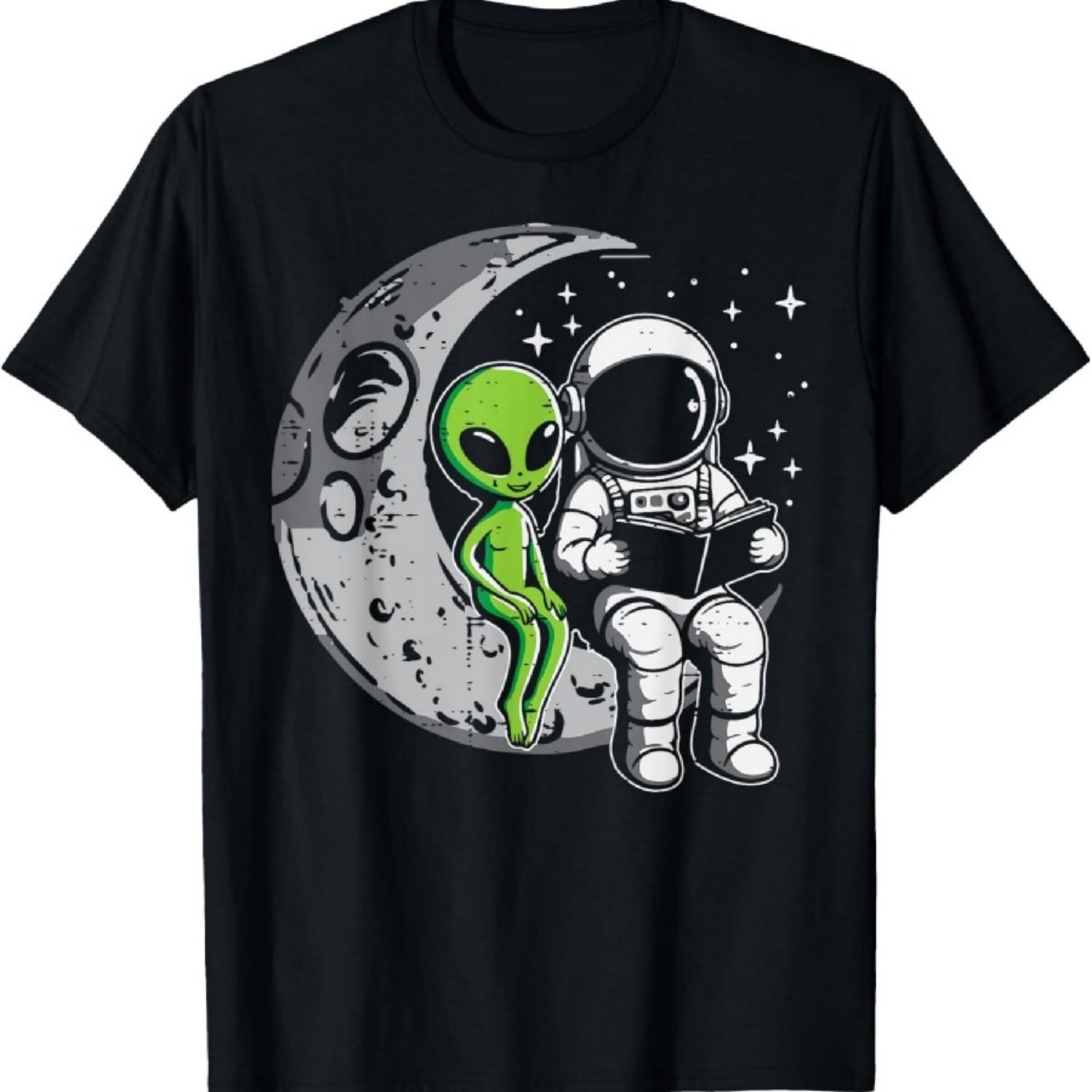 

Астронавт читает книгу инопланетянину Луна Космос Женщины Дети Мужчины Футболка XXXXXL чёрный