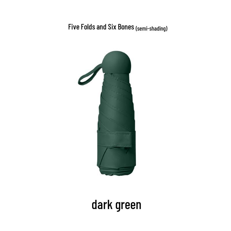 Compact UV Protection Dual-Use Mini Umbrella with Black Glue for Sun and Rain