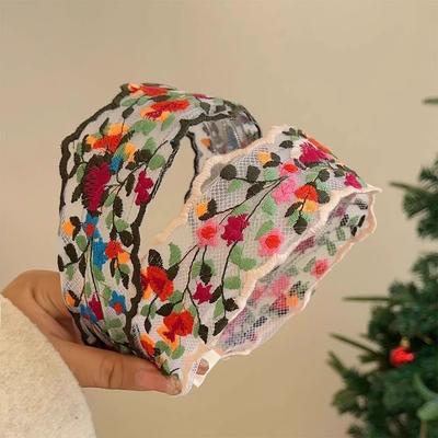 1 Stück Haarband im französischen Vintage-Stil mit floraler Stickerei für Frauen, neues Persönlichkeitsdesign-Stirnband für Frauen.