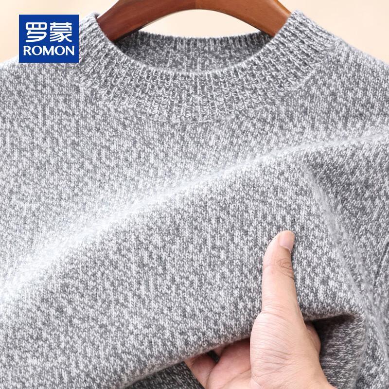 ROMON Men's 100% Pure Wool Round Neck Thick Sweater