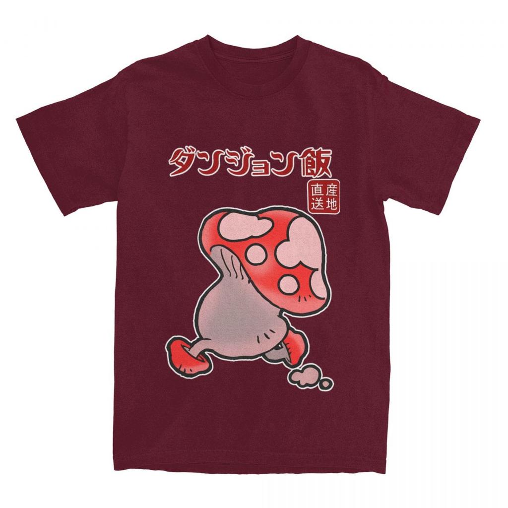Dungeon Meshi Anime Mushroom T Shirt Men Delicious In Dungeon Humorous Cotton T Shirts Summer O Neck Tee Shirt Oversized Tops