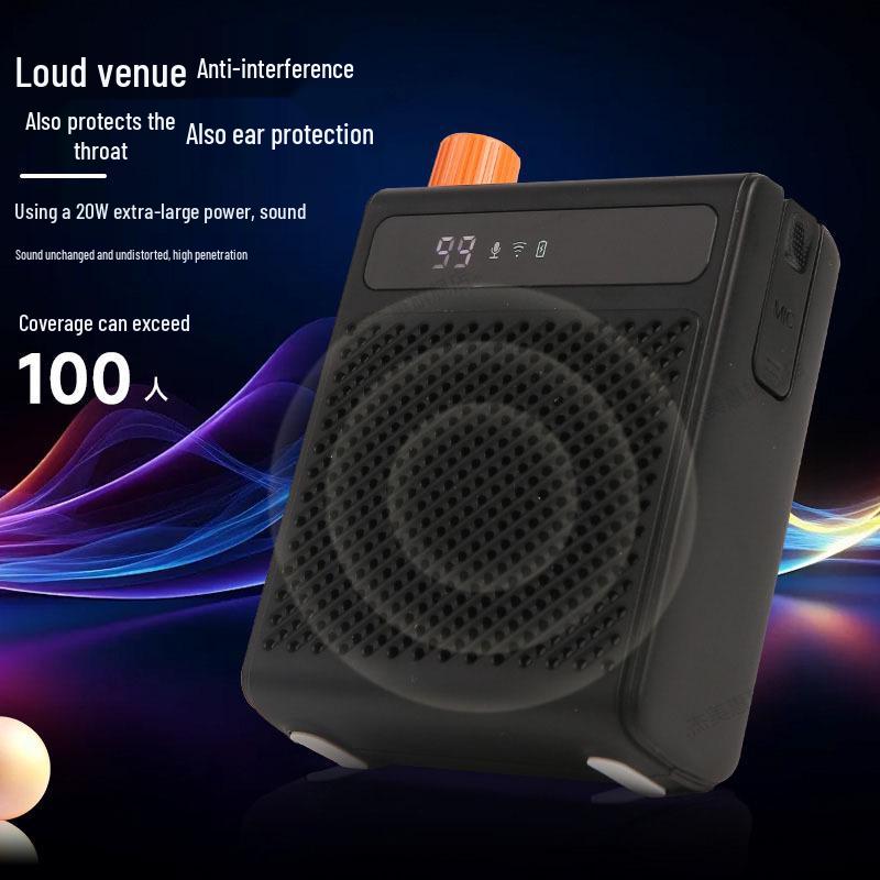 Bee-Type Wireless Microphone & Amplifier with Large Speaker and Magnetic Lapel Clip for Teachers