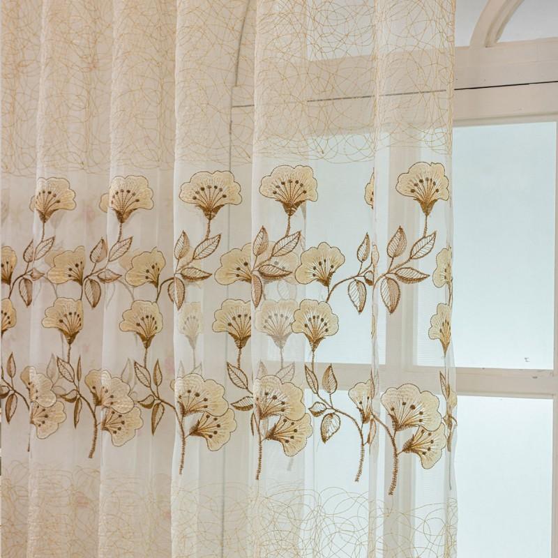 1 Piece Sheer Lace Curtain Panel Living Room Bedroom Decor Semi-Sheer Tulle Window Treatment With Rod Pocket