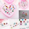12/36PCS Adjustable Rings Diamond Style with Box Children Birthday Gift Pretend Play Makeup Toys Cartoon Jewelry Alloy Ring TMZ