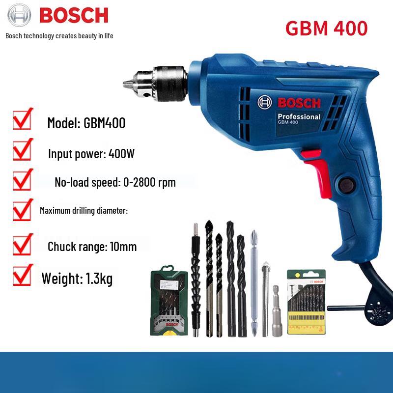 Bosch GBM400 Electric Drill with Forward/Reverse & Variable Speed CN plug (adapter included)