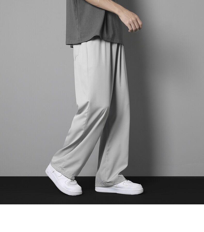 Pánské tenké kalhoty s širokými nohavicemi ve stylu Hongkongu - Trendy, ležérní a volný střih na jaro a léto