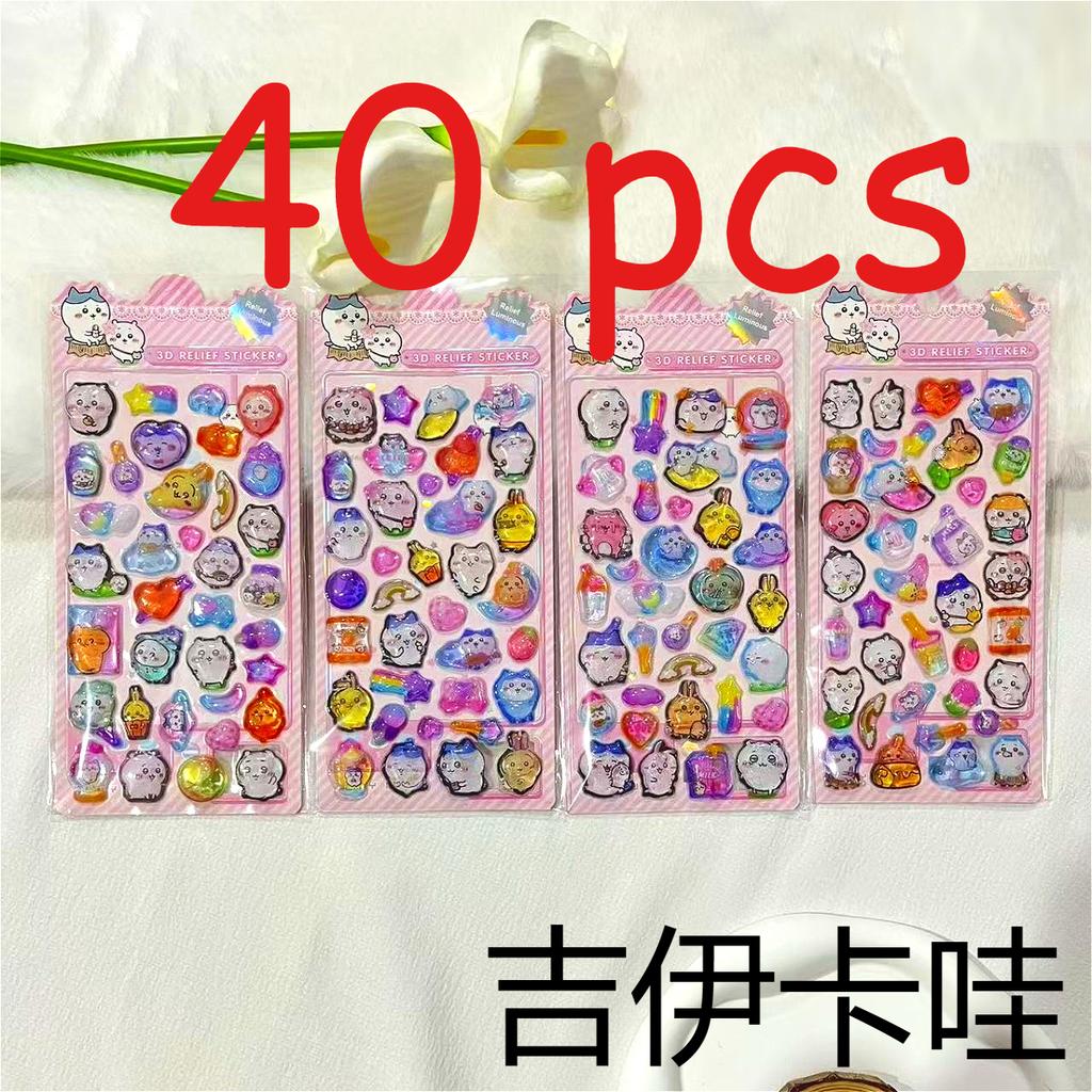 4 pcs Kuromi & Cinnamoroll Cartoon 3D Solid Bubble Stickers: Kids' Journal Decals