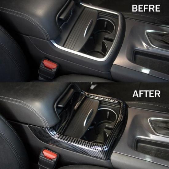 Carbon Fiber Central Cup Holder Cover Trim Decor For Dodge Charger 2015-
