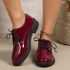 British style small leather shoes women's new lace-up foreign trade large size loafers spring retro single shoes
