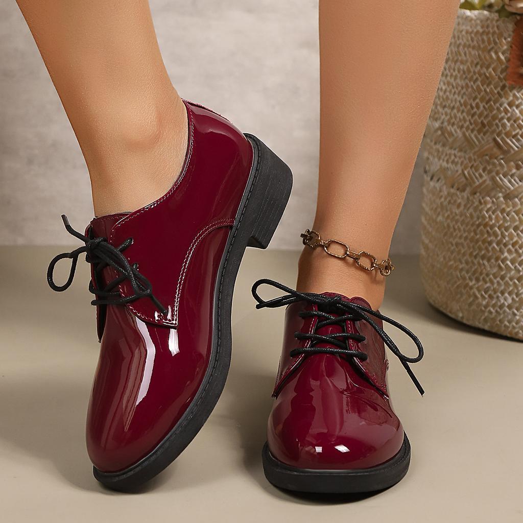 British style small leather shoes women's new lace-up foreign trade large size loafers spring retro single shoes
