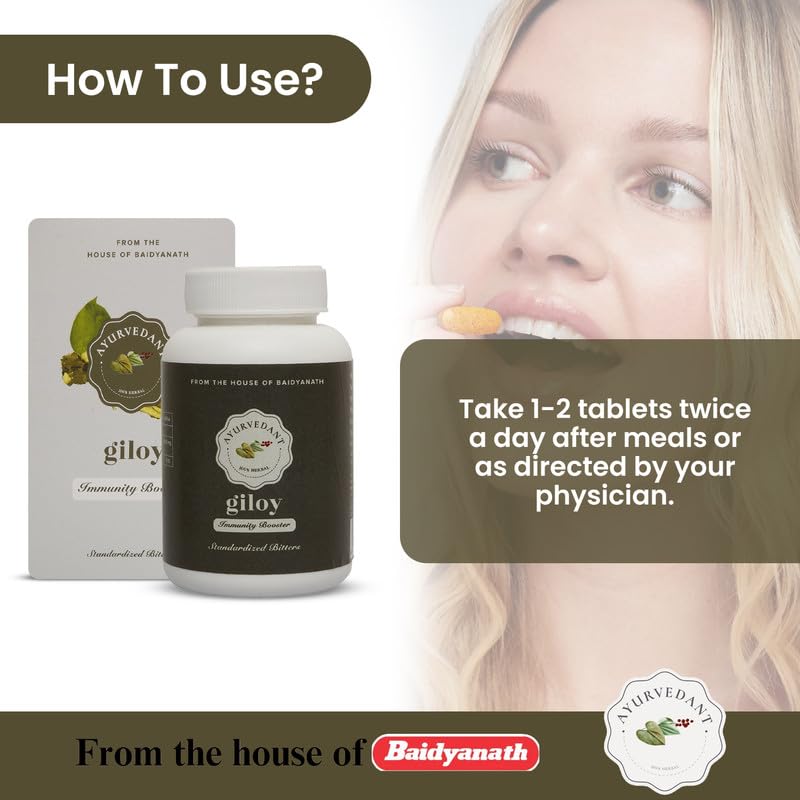 Baidyanath Ayurvedant Giloy Tablets For Immunity Boost, Detox & Overall Wellness Herbal Supplement 60 Tablets Pack Of 1