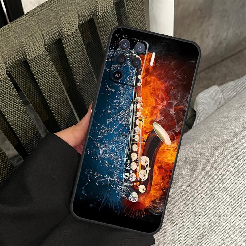 Saxophone Music Case For Oppo A80 A60 A40 A94 A54 A98 A78 A18 A38 A58 A16 A76 A96 A17 A77 A74 A57S A15 Cover