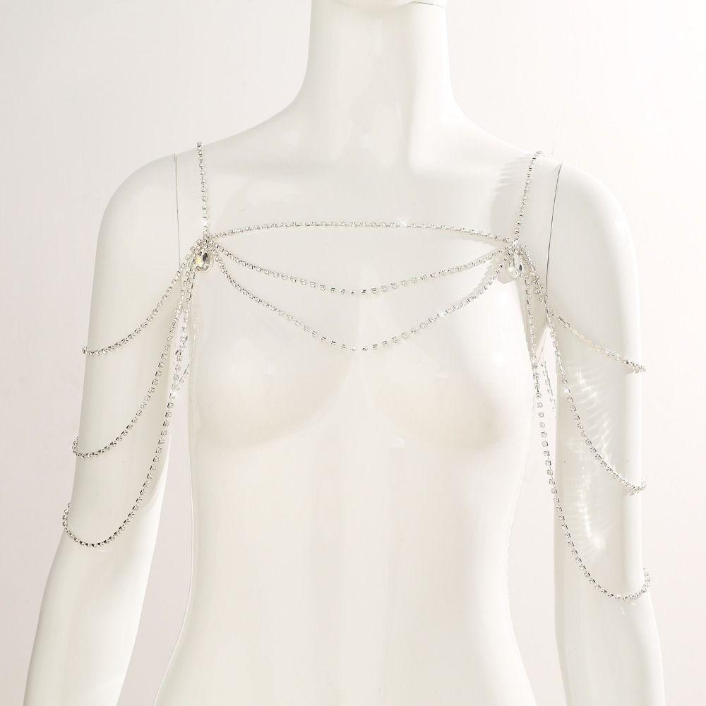Water Drop Rhinestones Shoulder Chain Retro Tassel Women's Shoulder Chain  Wedding Accessories
