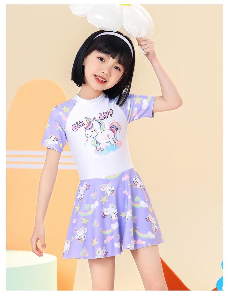 2024 Girls' One-Piece Skirt Swimsuit - Summer Swimwear for Kids in Small, Medium & Large Sizes