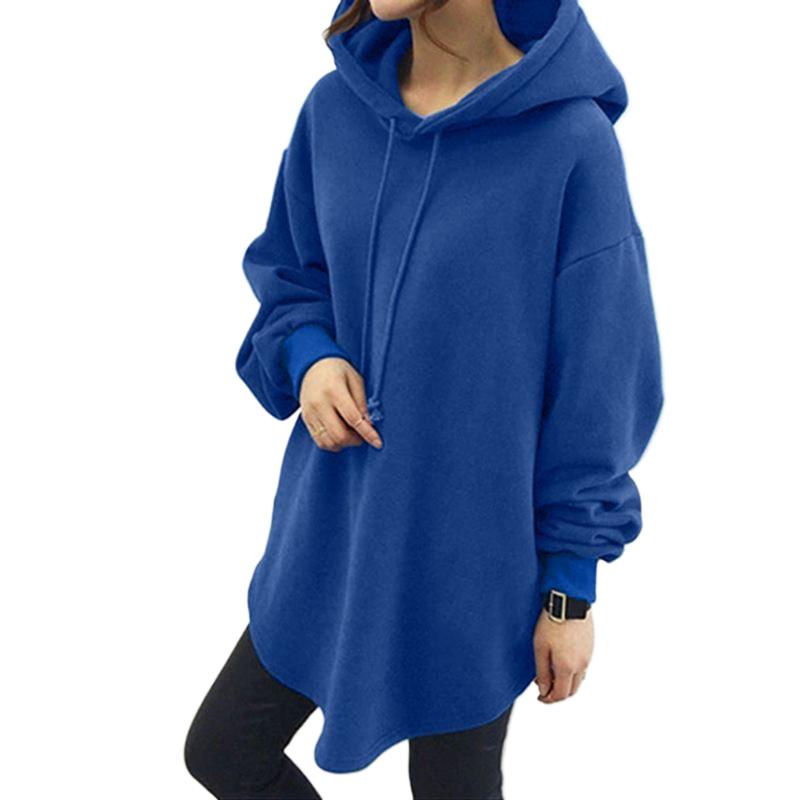 

Повседневная свободная толстовка с длинными рукавами и карманами и капюшоном на шнурке XXXXXL синий