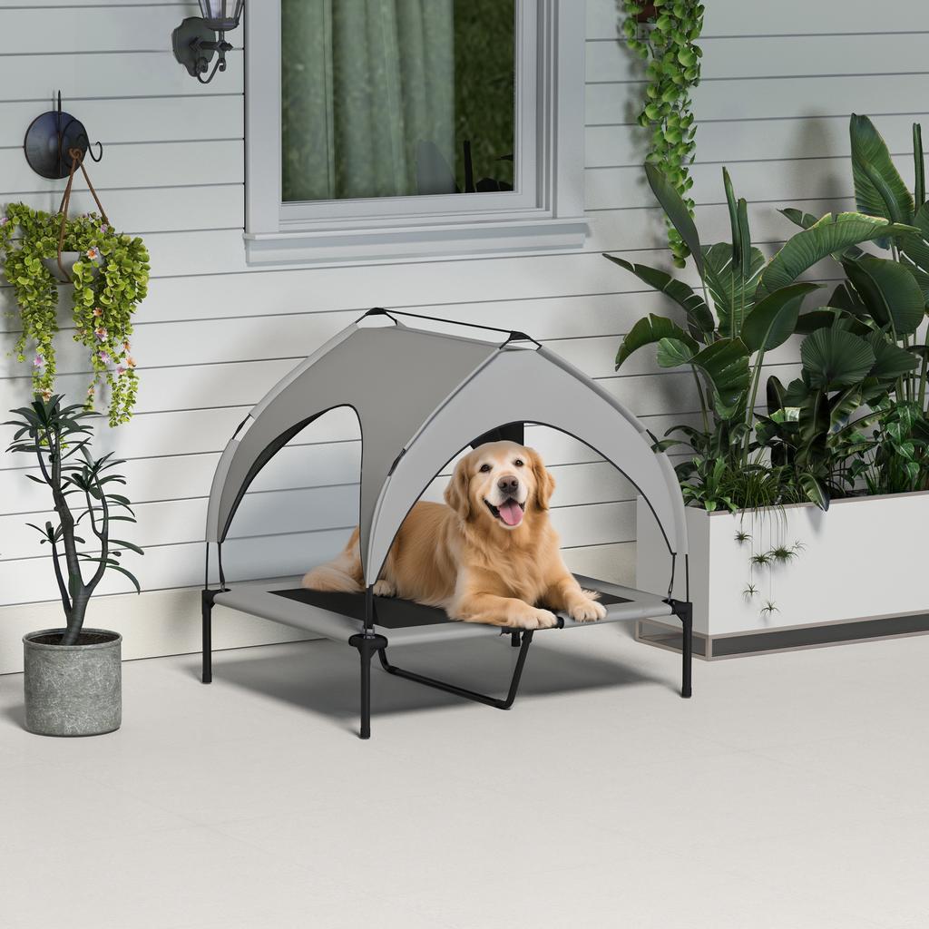 Elevated Dog/Cat Bed On Legs, UV-Resistant Oxford Fabric, Carrying Bag, 91 X 76 X 85 Cm, Grey