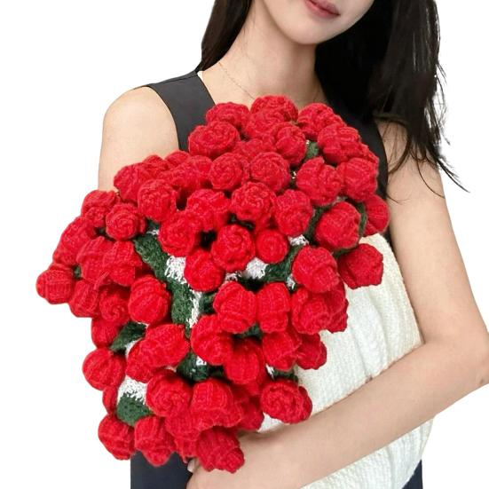 Rose Bouquet Blanket Handmade Crocheted Rose Blanket Floral Design Throw Blanket