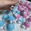Crocheted Blue Pink Lovely Sleeping Turtle Wool Keyrings For Car Key Knitted Keychain For Bag Pendant Handmade Jewelry Gift