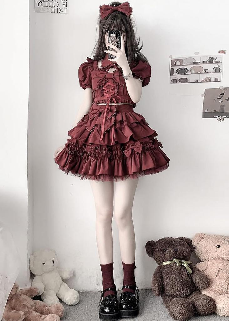 Lolita Gothic Lolita Top and Waitress Cosplay Frilled Lolita Costume Amusement Short Sleeve [Shoki Manufacturing] Dress, Skirt, Outfit, Set, Innocent,