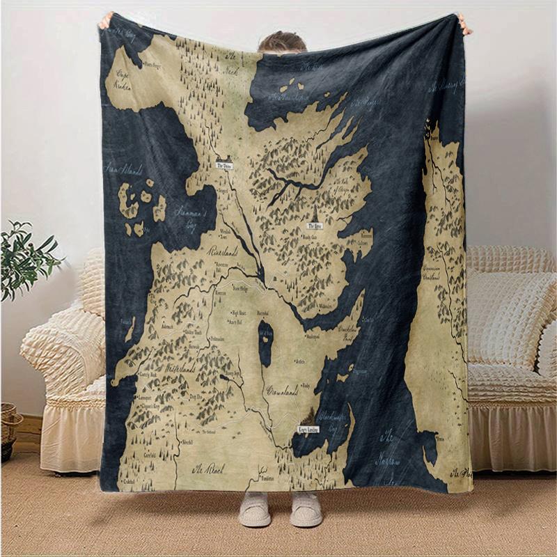 Game of Thrones Map: Westeros & Essos Wall Art DecorPrint Blanket, Soft Blanket For Sofa Office Bed And Travelling Daughter Birthday Gift Es