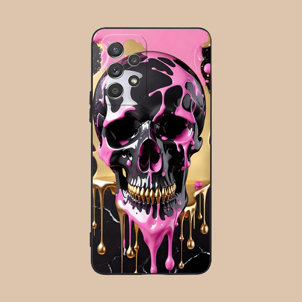 

Luxury Silver Skull Mobile Phone Case for Samsung Galaxy M55 54 42 35 34 33 32 23 22 15 14 13 12 F55 5G Colorful Cover Pretty Galaxy F04
