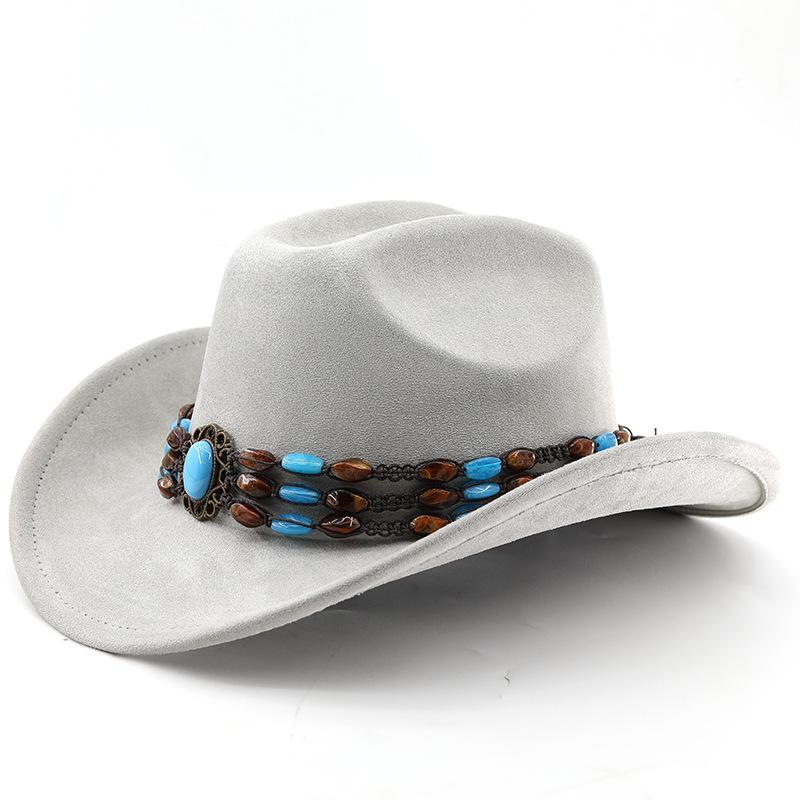 Suede Horse Riding Western Cowboy Hat For Men And Women Outdoor Travel Hat With Rolled Brim Ethnic Style Top Hat Felt Hat